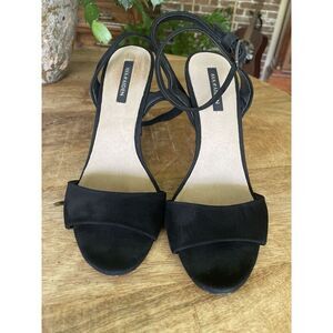 Ava & Aiden Black Suede Ankle Strap Stiletto Heels Leather Upper Size 7.5